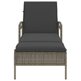 Sun Lounger with Cushion Grey 63x200x81 cm Poly Rattan - Top-Down View