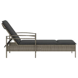 Sun Lounger with Cushion Grey 63x200x81 cm Poly Rattan - 45-Degree Angle