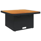 Garden Table Black 80x80x71 cm Poly Rattan and Acacia Wood - Front View