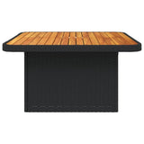 Garden Table Black 80x80x71 cm Poly Rattan and Acacia Wood - Rear View
