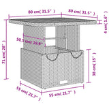 Garden Table Black 80x80x71 cm Poly Rattan and Acacia Wood - Extra Image