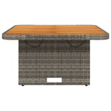 Garden Table Grey 80x80x71 cm Poly Rattan and Acacia Wood - 45-Degree Angle