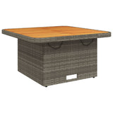 Garden Table Grey 80x80x71 cm Poly Rattan and Acacia Wood - Close-Up Angle