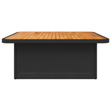 Garden Table Black 110x110x71 cm Poly Rattan and Acacia Wood - Rear View
