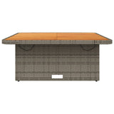Garden Table Grey 110x110x71 cm Poly Rattan and Acacia Wood