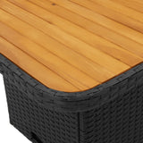 Garden Table Black 90x55x71 cm Poly Rattan and Acacia Wood - Extra Image