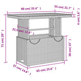 Garden Table Black 90x55x71 cm Poly Rattan and Acacia Wood