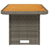 Garden Table Grey 90x55x71 cm Poly Rattan and Acacia Wood