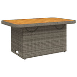 Garden Table Grey 90x55x71 cm Poly Rattan and Acacia Wood - Close-Up Angle