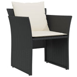 Garden Chair with Footstool Black Poly Rattan - Top-Down View