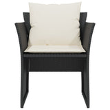 Garden Chair with Footstool Black Poly Rattan - 45-Degree Angle
