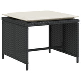 Garden Chair with Footstool Black Poly Rattan - Rear View