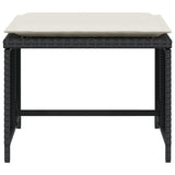 Garden Chair with Footstool Black Poly Rattan
