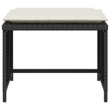 Garden Chair with Footstool Black Poly Rattan - Close-Up Angle