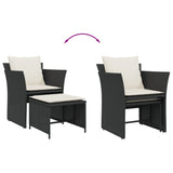 Garden Chair with Footstool Black Poly Rattan
