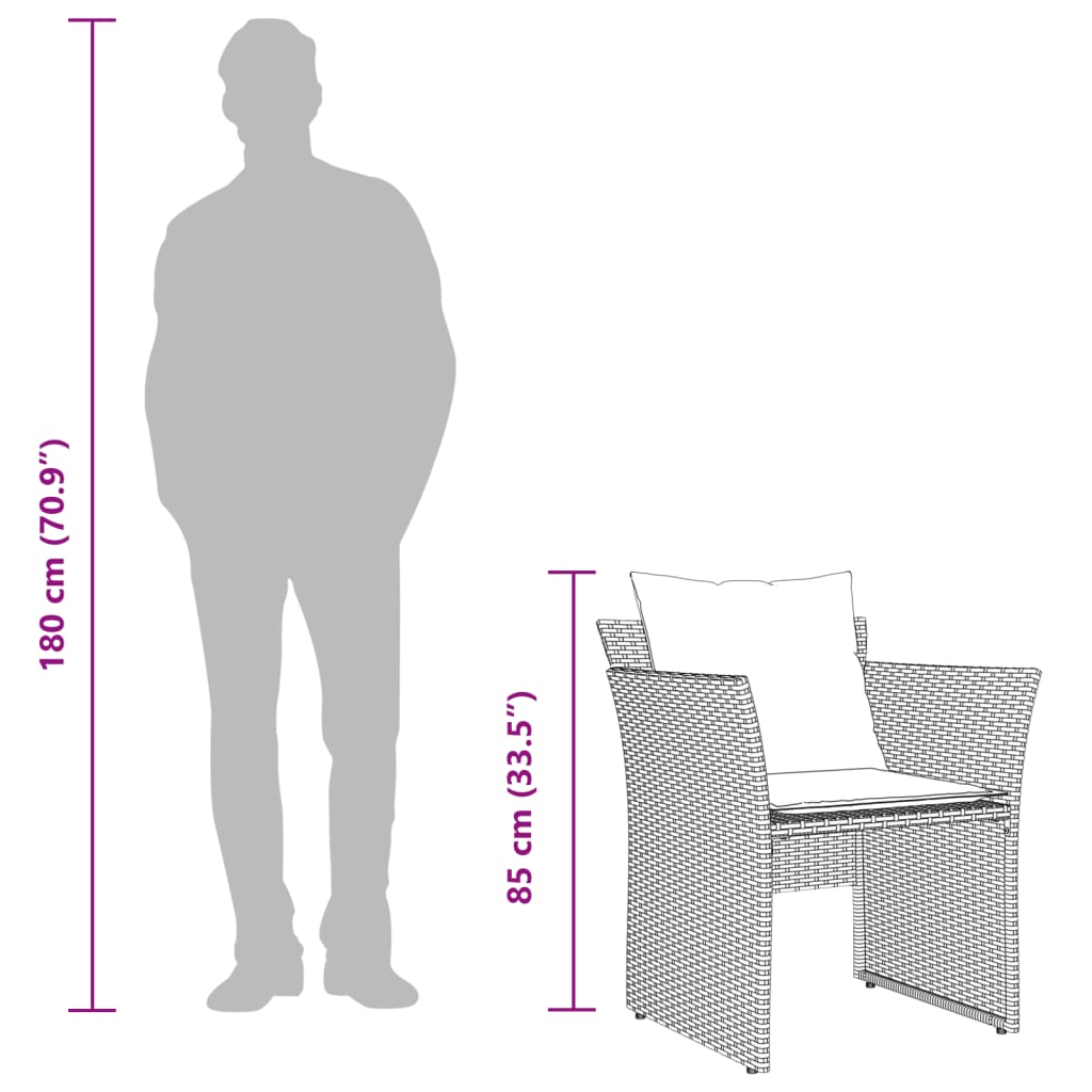 Garden Chair with Footstool Black Poly Rattan