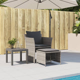 Garden Chair with Footstool Grey Poly Rattan - Side View