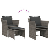 Garden Chair with Footstool Grey Poly Rattan