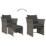 Garden Chair with Footstool Grey Poly Rattan - Low Angle