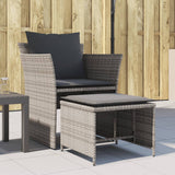 Garden Chair with Footstool Grey Poly Rattan