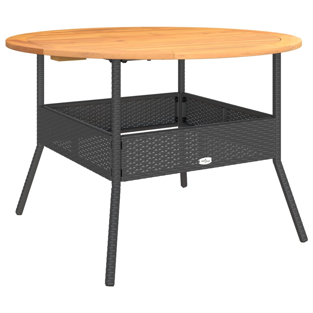 Garden Table with Acacia Wood Top Black ?10x71 cm Poly Rattan