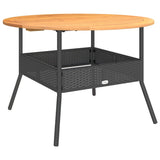 Garden Table with Acacia Wood Top Black ?10x71 cm Poly Rattan