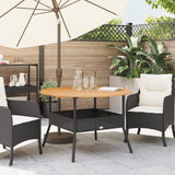 Garden Table with Acacia Wood Top Black ?10x71 cm Poly Rattan