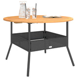 Garden Table with Acacia Wood Top Black ?10x71 cm Poly Rattan