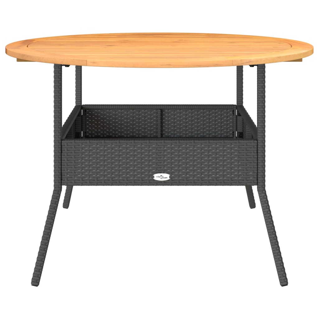 Garden Table with Acacia Wood Top Black ?10x71 cm Poly Rattan