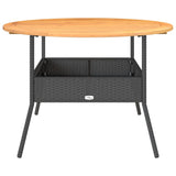 Garden Table with Acacia Wood Top Black ?10x71 cm Poly Rattan - 45-Degree Angle