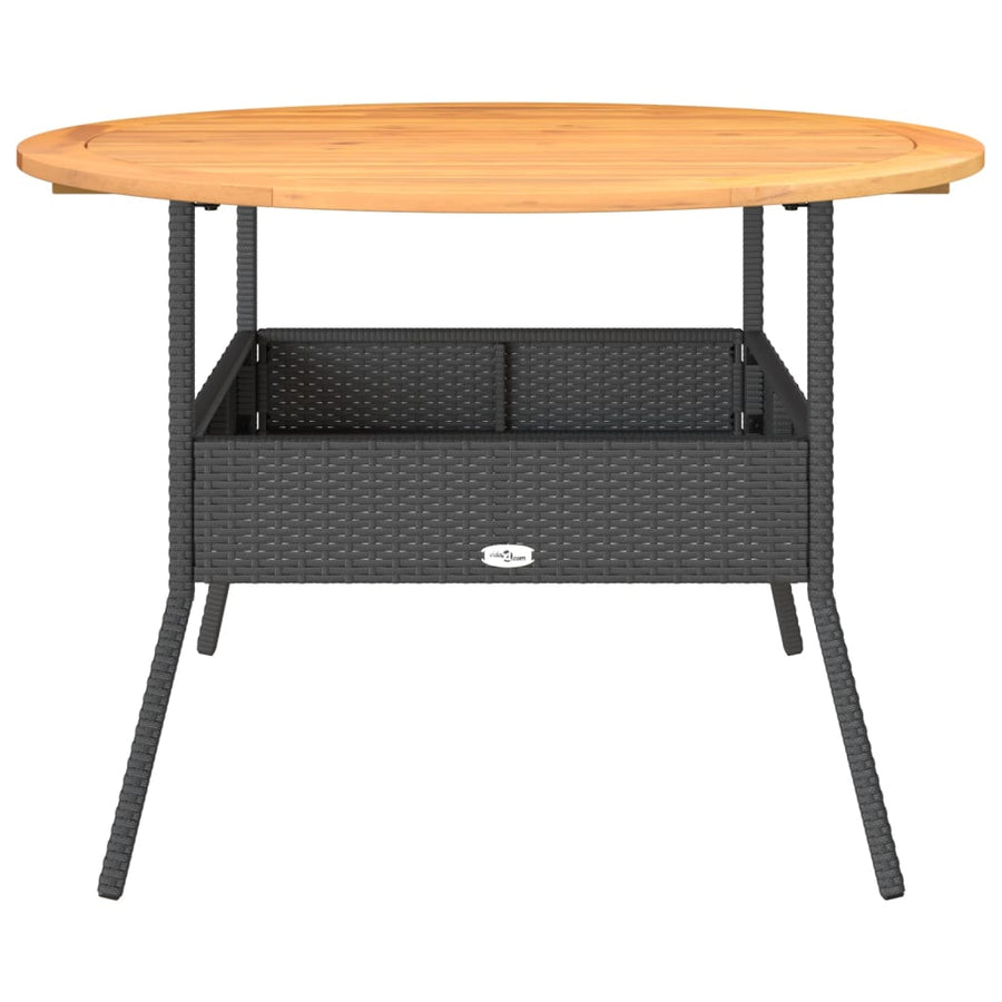 Garden Table with Acacia Wood Top Black ?10x71 cm Poly Rattan