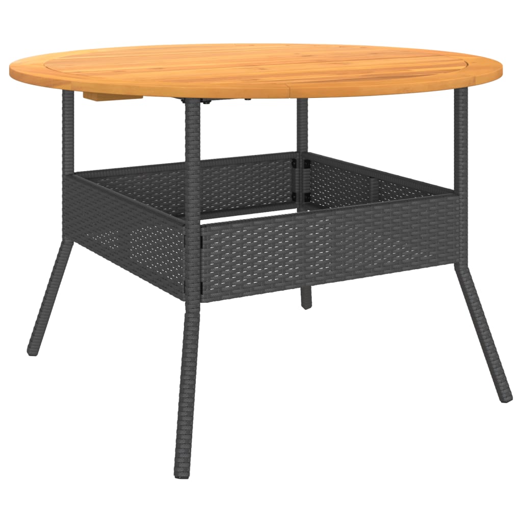 Garden Table with Acacia Wood Top Black ?10x71 cm Poly Rattan