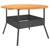 Garden Table with Acacia Wood Top Black ?10x71 cm Poly Rattan
