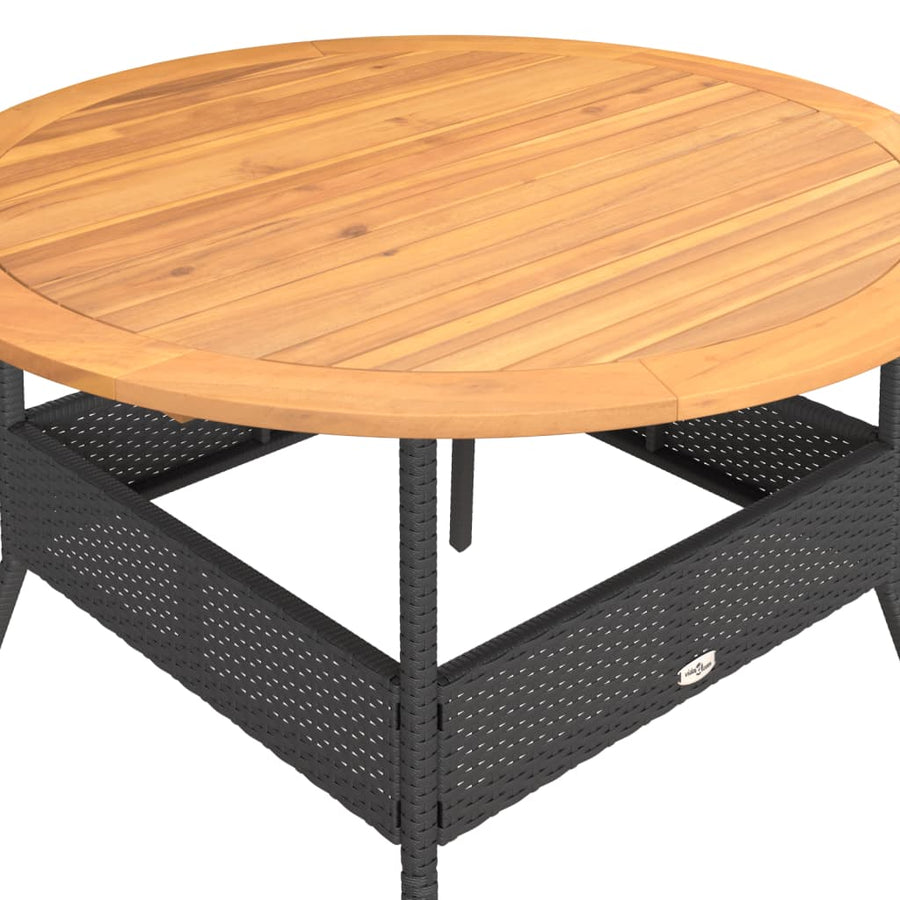 Garden Table with Acacia Wood Top Black ?10x71 cm Poly Rattan