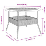 Garden Table with Acacia Wood Top Black ?10x71 cm Poly Rattan - Extra Image