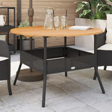 Garden Table with Acacia Wood Top Black ?10x71 cm Poly Rattan