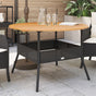 Garden Table with Acacia Wood Top Black ?10x71 cm Poly Rattan