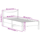 Bed Frame without Mattress 92x187 cm Single Solid Wood Pine