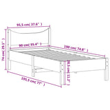 Bed Frame without Mattress 90x190 cm Solid Wood Pine - Extra Image