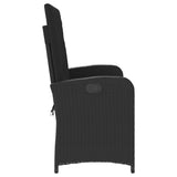 Reclining Garden Bench with Cushions Black Poly Rattan - Top-Down View