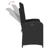 Reclining Garden Bench with Cushions Black Poly Rattan - Rear View