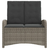 Reclining Garden Bench with Cushions Grey Poly Rattan - Side View