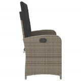 Reclining Garden Bench with Cushions Grey Poly Rattan - Top-Down View