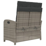 Reclining Garden Bench with Cushions Grey Poly Rattan - 45-Degree Angle