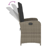 Reclining Garden Bench with Cushions Grey Poly Rattan - Rear View