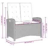 Reclining Garden Bench with Cushions Grey Poly Rattan - Extra Image