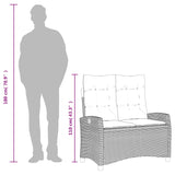 Reclining Garden Bench with Cushions Black Poly Rattan - Extra Image