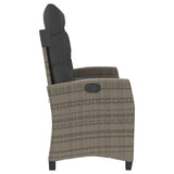 Reclining Garden Bench with Cushions Grey Poly Rattan
