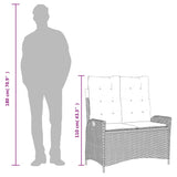 Reclining Garden Bench with Cushions Black Poly Rattan - Extra Image