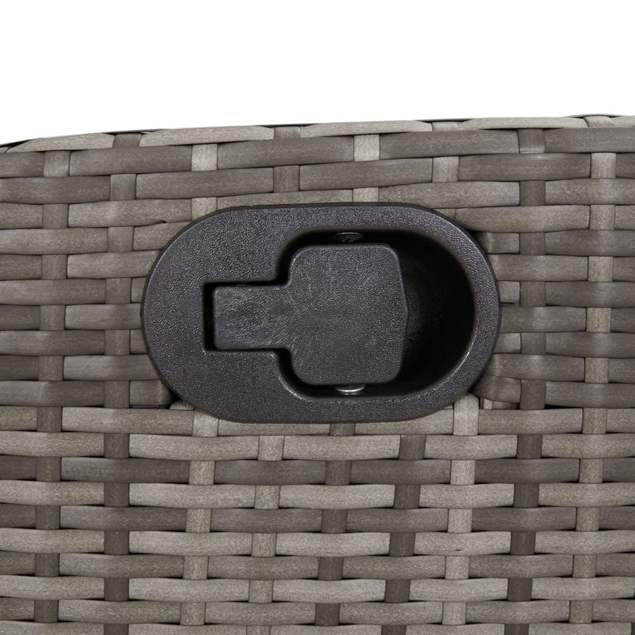 Reclining Garden Bench with Cushions Grey Poly Rattan